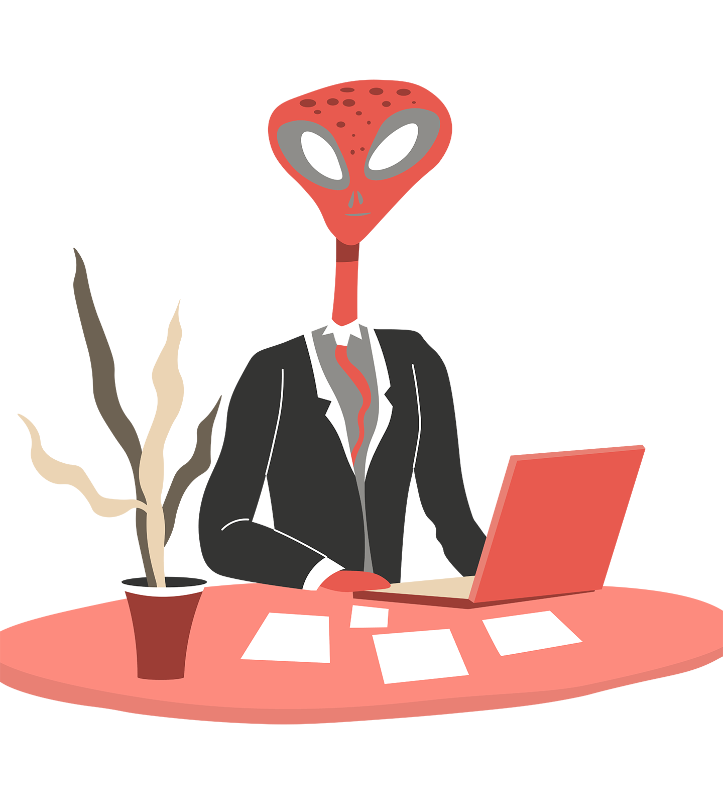 Intelligent Document Production Alien working on laptop